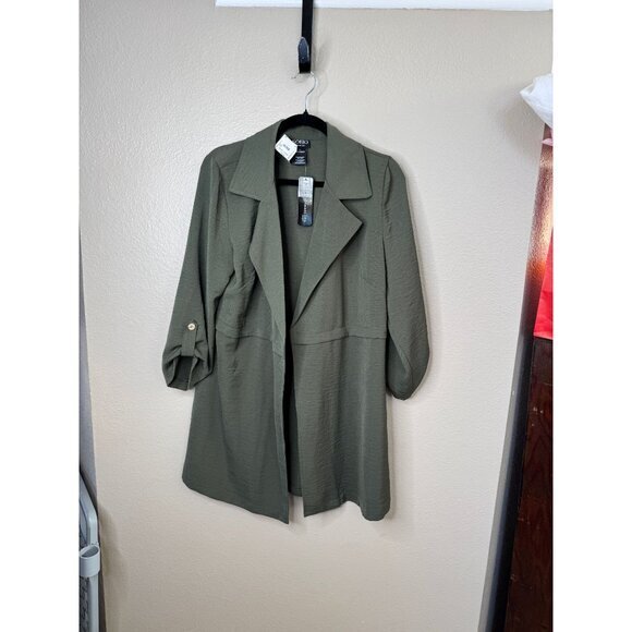 NWT-SOHO Women's Green‎ Jacket Size L long sleeve long jacket collared Polyester - Picture 3 of 6